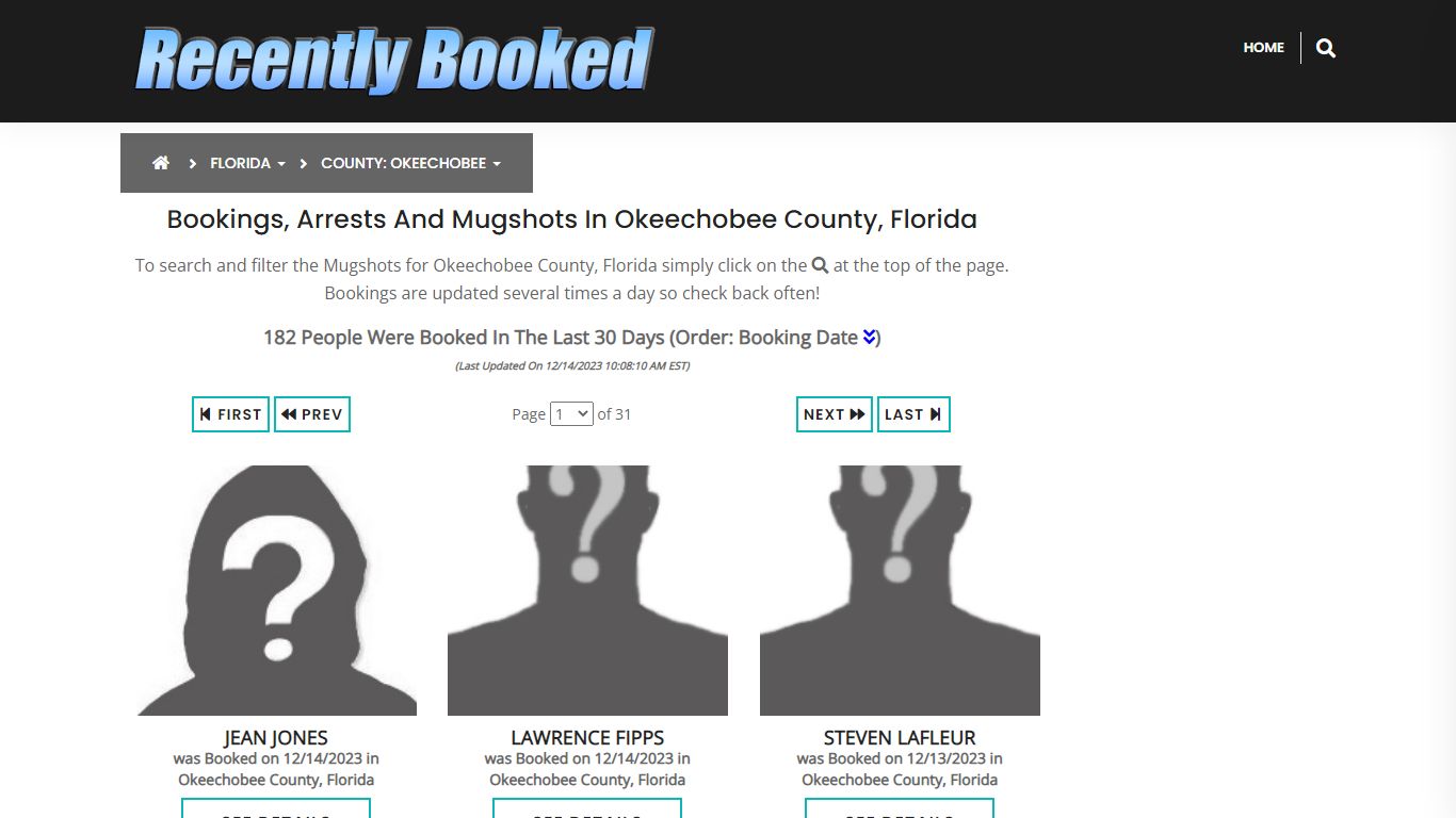 Bookings, Arrests and Mugshots in Okeechobee County, Florida