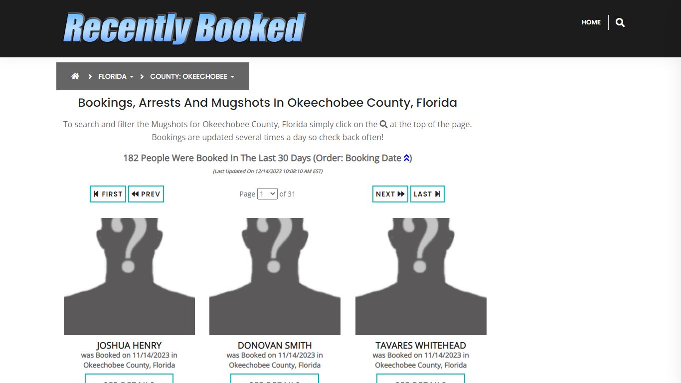 Bookings, Arrests and Mugshots in Okeechobee County, Florida